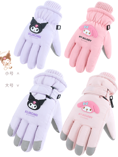 ハローキティ クロミ 子供用 冬用 スキー手袋 防水 保温 ベルベット