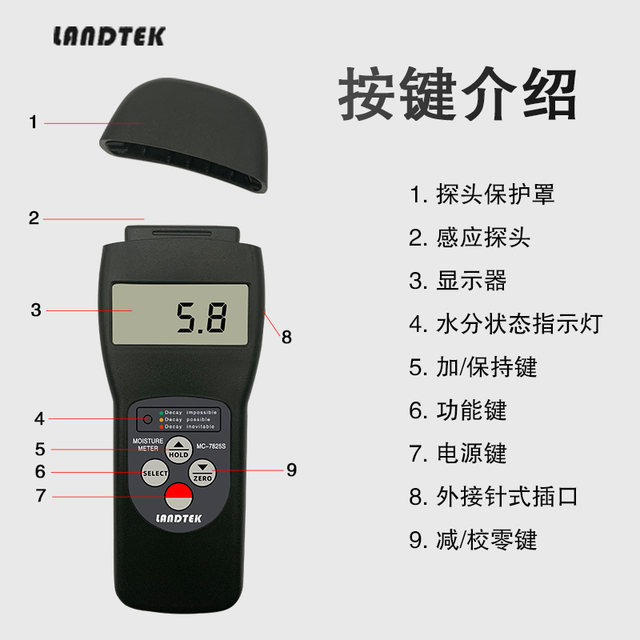 Lantai MC-7825S multifunctional moisture meter inductive moisture ...