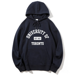 University of Toronto Canadian International Students' Fleece-Lined Pullover Hoodie School Uniform Cultural Shirt Commemorative Autumn and Winter Loose Fit