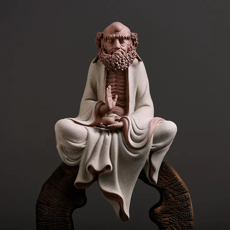 禅意 陶磁 茶道 装飾品  達磨祖師茶寵 茶室茶卓面人 置物 禅意陶瓷家用茶道装饰品达摩祖师茶宠摆件创意茶室茶桌面人物摆设