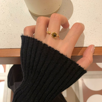 
Retro Maillard tiger eye stone ring for women, light luxury niche design, high-end index finger ring, open ring, accessories