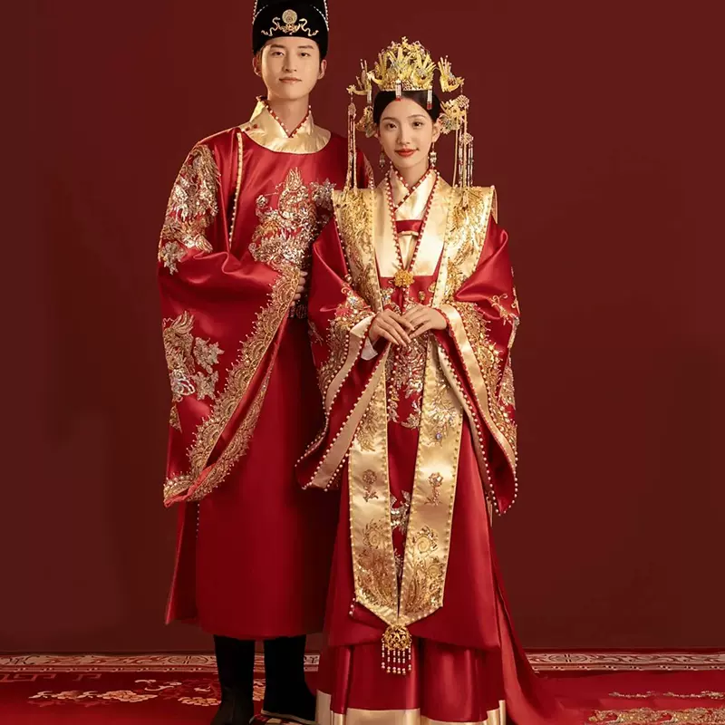 ゆり様専用ページ 明制漢服 結婚 云藏月秀·鎏金 红色五件套➕璎珞
