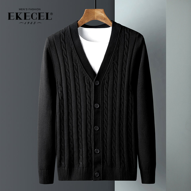 Knitted cardigan men's thin sweater jacket business summer men's tops ...