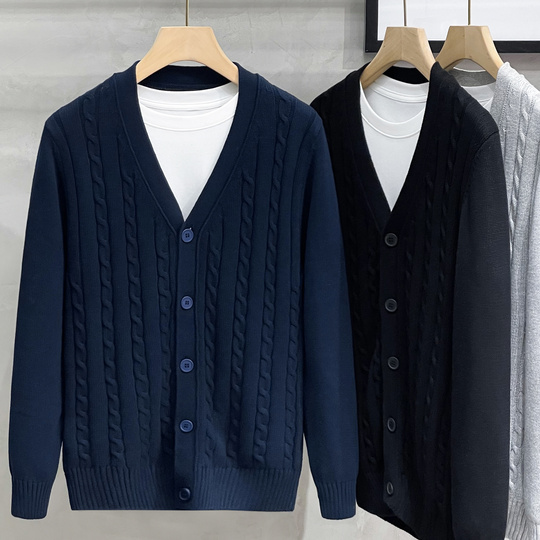 Ekecel Men's Cotton V-Neck Cardigan - My9061-2