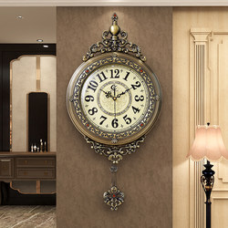 2025 New European-Style Retro Light Luxury Wall Clock, High-End Living Room Wall Clock, American-Style Elegant Wall Clock, Creative Design