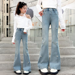 Girls' Pants Spring 2026 New Children's Jeans Spring and Autumn Style for Older Children Casual Slimming Flared Pants for Girls