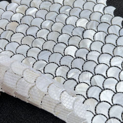 Fish Scale Fan-Shaped Natural Shell Mosaic Tile Wall Stickers for Bathroom, Entrance, Living Room, Tv Background Wall Decoration