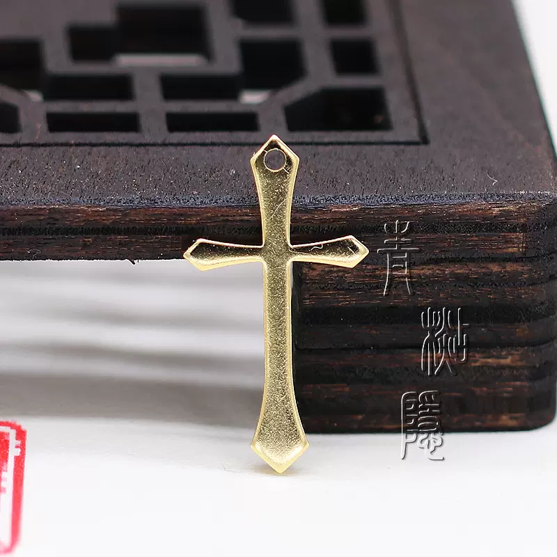 Diy手作饰品复古十字架挂件底座吊坠纯铜耳饰手链项链材料