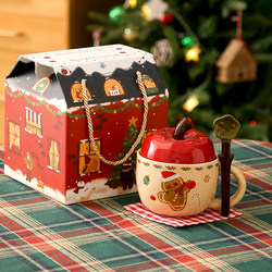 Christmas Apple Ceramic Mug High-Quality with Lid Couple Coffee Cup Girl's Birthday Gift Souvenir