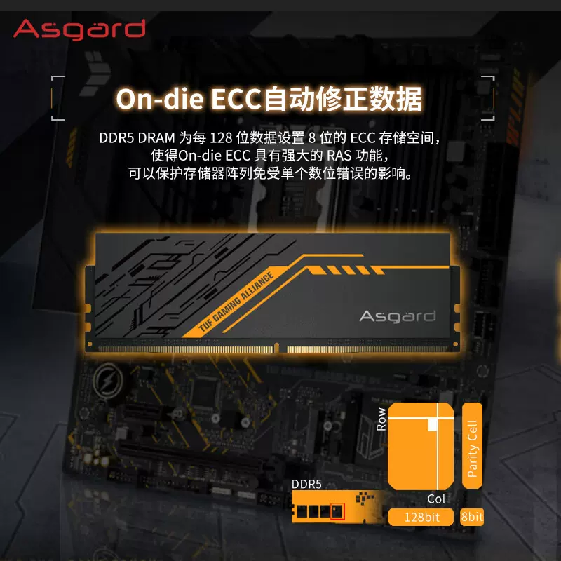 新品阿斯加特金伦加TUF联名DDR5 RGB内存2x16G套装600064006800品 