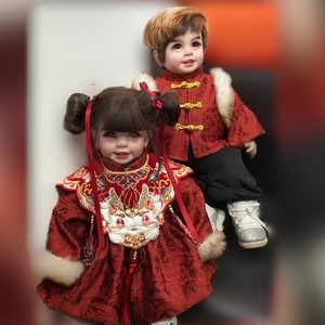 
55cm doll clothes for girls Chinese style red dress New Year's greetings clothes for boys Chinese style jacket and pants suit