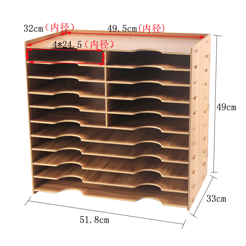 Wooden Multi-Layer File Rack - A3/A4 Paper Storage Box