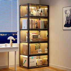 Dust-Proof Bookshelf Floor-Standing Storage Rack Transparent Simple Storage Display Cabinet Integrated Wall-Mounted Multi-Layer Home Children's Bookcase