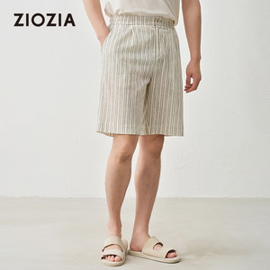 
[Loose and Casual] ZIOZIA Commuter Men's Clothing 25 Summer Business Travel All-matched Wrinkled Stripe Shorts ZPHE2518