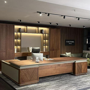 
New Chinese style executive desk solid wood walnut desk boss office high-end president chairman desk and chair combination