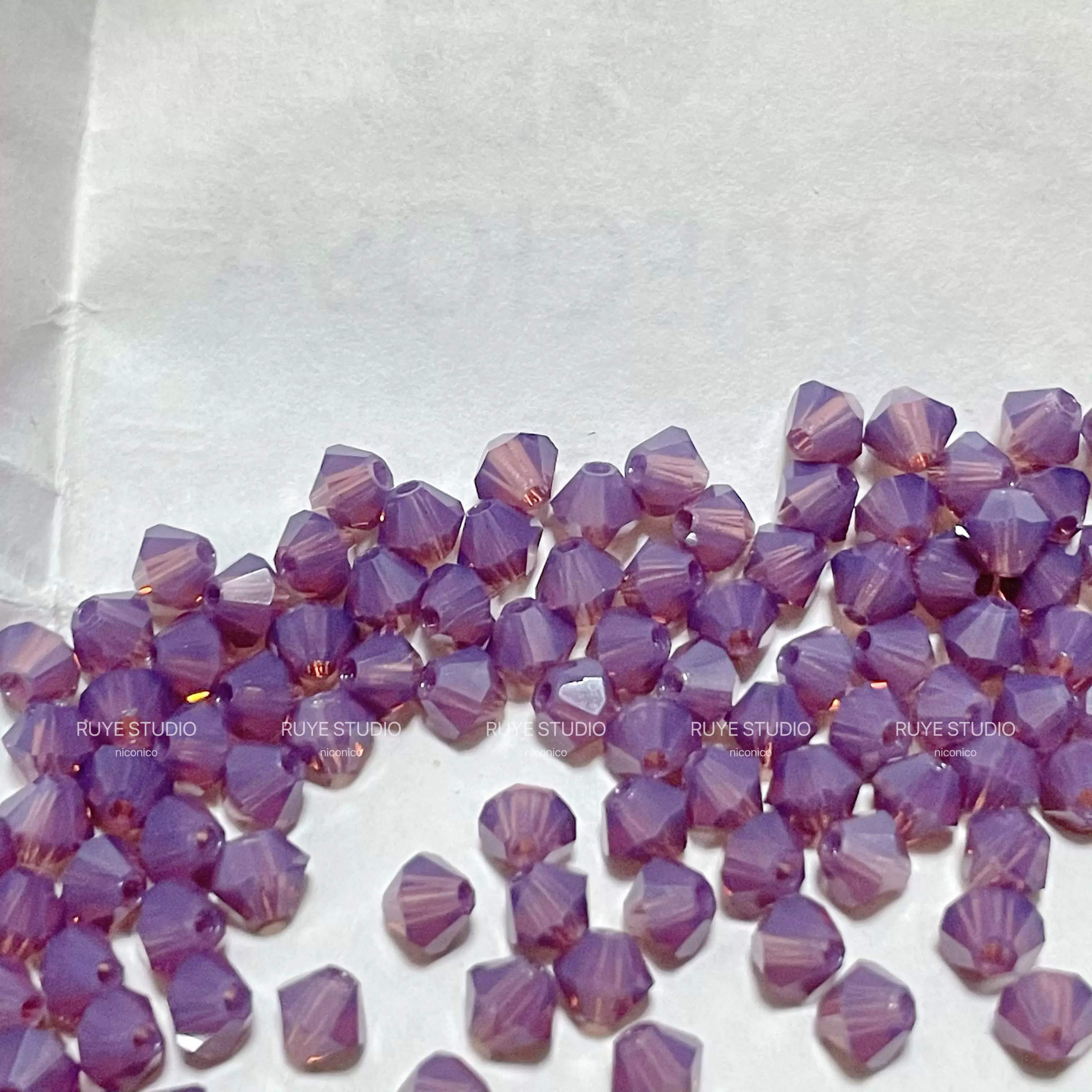 捷克宝仕奥莎菱形水晶珠子停产21110紫蛋白色4mm菱珠-Taobao Singapore