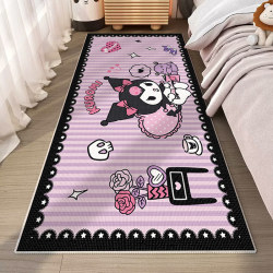 Kuromi Carpet, Two-Dimensional Cartoon Bedroom Rug for Girls, Bedside Rug for Home, Children's Room Floor Mat, Baby Thickened and Stain-Resistant