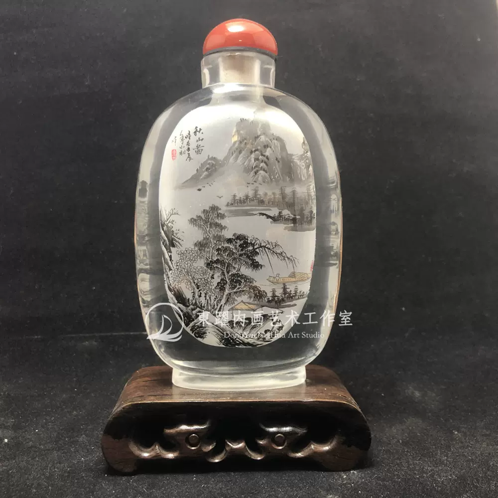 中国 景德鎮 陶磁鼻煙壺 手絵 「西遊記-悟空」 中国 景德鎮 陶磁鼻煙壺 手絵 「西遊記-悟空」