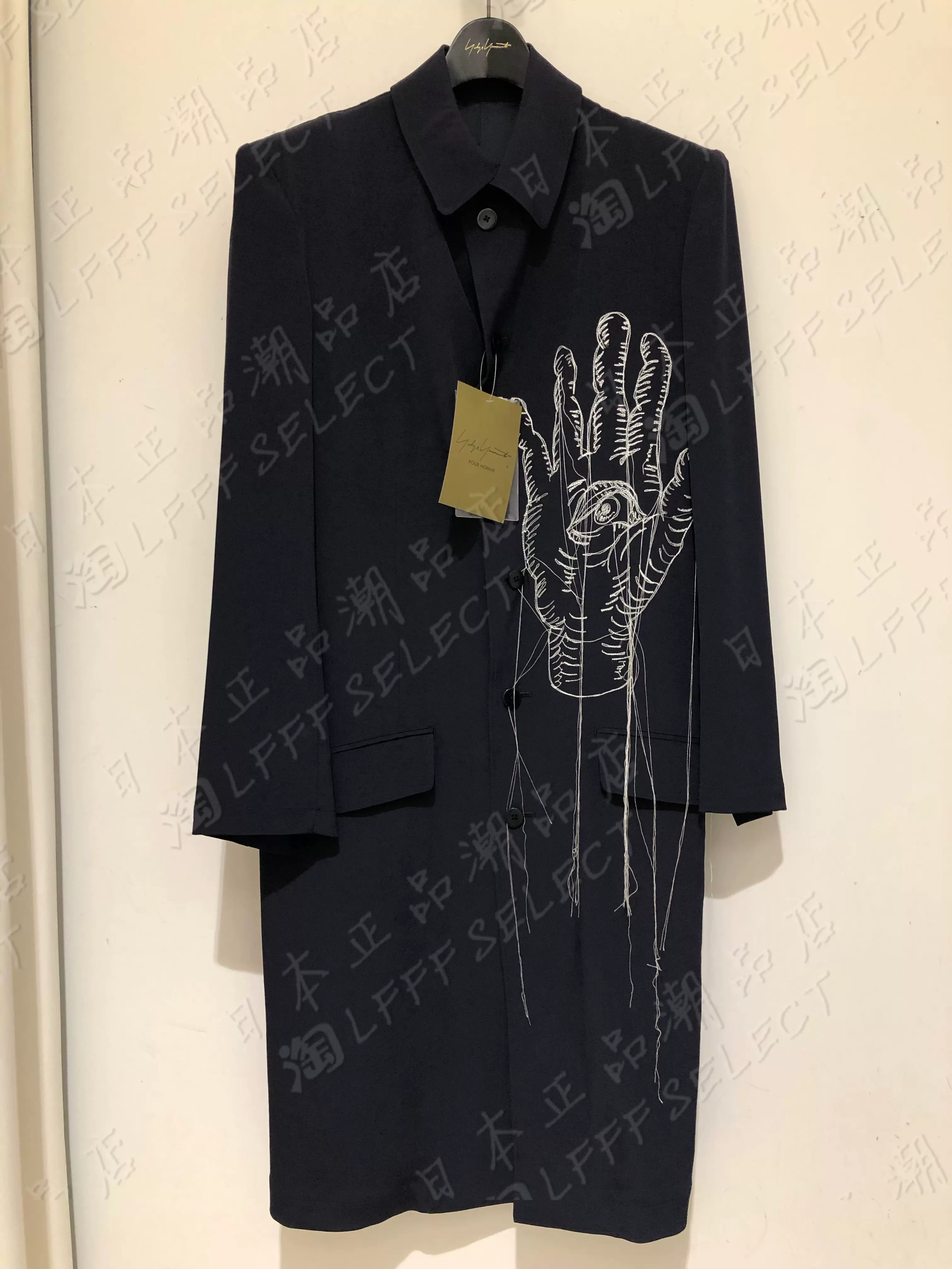 Yohji Yamamoto 山本耀司20SS LOOK 20 刺绣图案飘线手眼夹克-Taobao