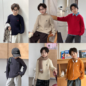 
Yiyi Ma boys thickened sweater children's winter clothing baby embroidered round neck pullover casual bottoming sweater top