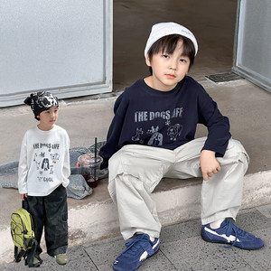 
Yiyi Ma boys letter animal print long-sleeved T-shirt children's autumn baby loose round neck casual bottoming shirt