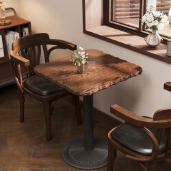 Coffee Shop Tables and Chairs, Solid Wood, American Retro Style, Tea Restaurant Square Table, Dessert Bakery, Afternoon Tea, Commercial Light Food Chairs