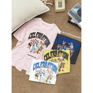 
Leilei [Zootopia!] Korean style back slit animal party pattern round neck short-sleeved T-shirt top