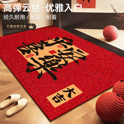 Red Entrance Door Mat 2025 New Model Silk Loop Doormat for Home Entrance Foyer Festive Dust-Removing Carpet