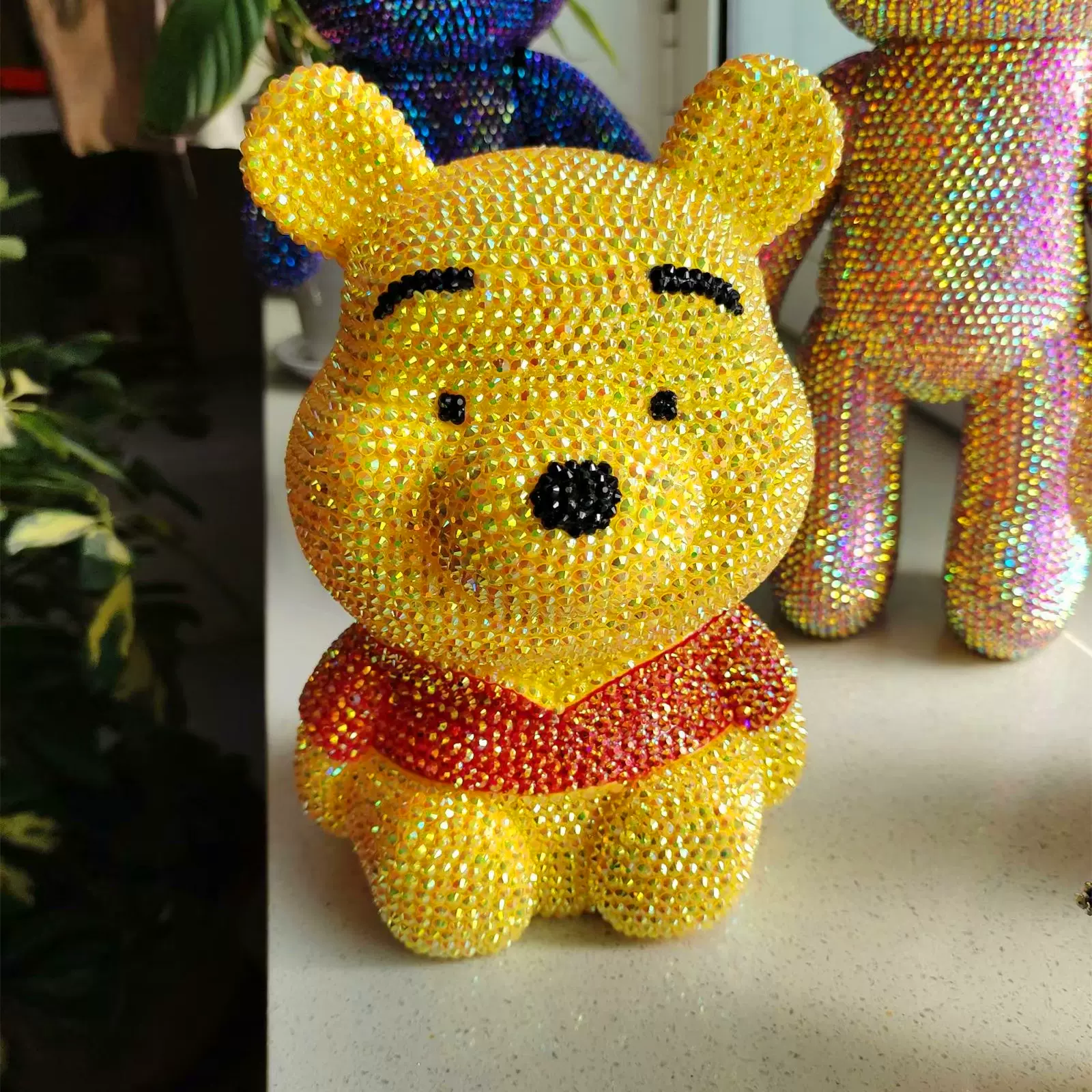 贴钻熊风创意熊储蓄罐儿童卡通暴力熊存钱罐大容量客厅落地摆件