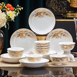 Ceramic Bowls for Home Use, 10-Piece Set of Noodle Bowls, Plates, Dishes, and Saucers, Authentic Jingdezhen Bone China Tableware 2026