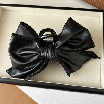 
Ruzhen French retro leather bow hair clip large hair volume multi-grip hair clip for women
