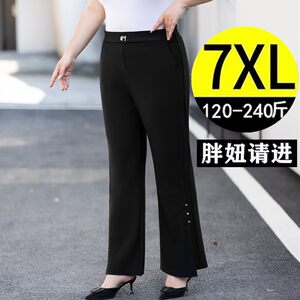 
Spring fattening plus size women's fat mm high waist loose hip-covering slimming middle-aged mother's elastic wide-leg slightly flared pants