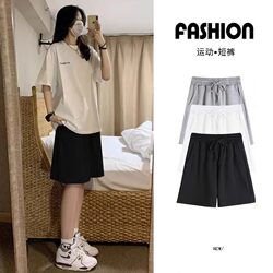 Black Sports Shorts for Women, Summer Slimming 2025 New Style, Pure Cotton, Loose Fit, Mid-Length Pants for Running, Wide-Leg Five-Point Shorts