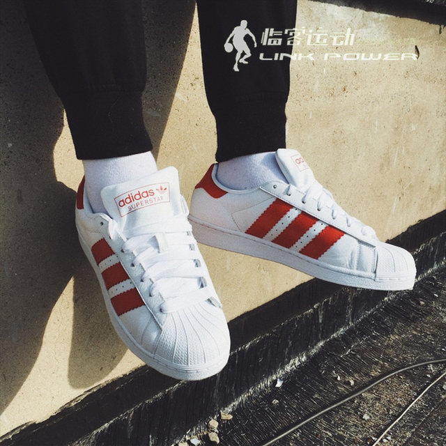 Adidas adidassuperstar retro white red shell head men s casual board shoes BD7370