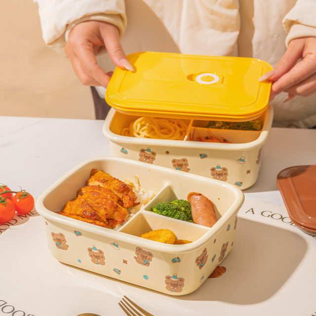 Cute ceramic rice box fresh -keeping box, microwave oven, heating ...