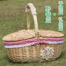 Rattan and Willow Shopping Basket, Vegetable Basket, Hand-Held Basket, Fruit Basket, Picnic Basket, Outing Basket, Basket with Lid, Shoulder Basket, Cleaning Basket
