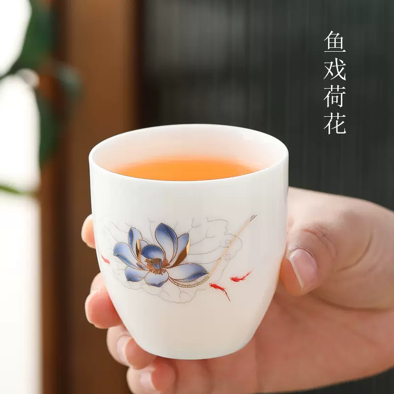 100ml大号茶杯普洱红茶品茗杯功夫茶具家用羊脂玉单 100ml大号茶杯普洱红茶品茗杯功夫茶具家用羊脂玉单