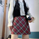 Red plaid retro hip A-line skirt for women in spring and summer 2025 sweet and versatile fat mm slim large-size skirt