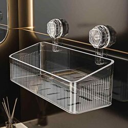 No-Drill Wall-Mounted Storage Rack, Washbasin Cosmetics Storage Box, Suction Cup Storage Rack for Bathroom Washroom Sink