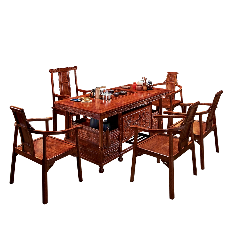 实木茶桌椅组合中式红木茶几桌茶台花梨木刺猬紫檀功夫泡茶桌整装 
