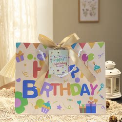 Birthday Gift Bag, Handbag, Souvenir, Snacks, High-End Gift Bag with Ribbon, Paper Bag, Packaging Bag, Gift Bag
