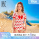 BE van der An 2025 Children's one-piece swimsuit triangle girl love puff sleeve fashionable soft quick dry