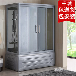 Liangsen Rectangular Shower Room with Integrated Bathtub, All-In-One Home Shower Enclosure, Enclosed Shower Room, Gray