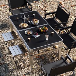 Coffee Table, Outdoor Folding Table, Portable Night Market Stall Small Table, Rectangular Aluminum Alloy Picnic Table, Camping Table and Chairs