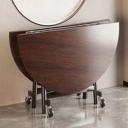 Folding Round Table for Home Use, Small Apartment Folding Dining Table for 10 People, Movable Dining Table, Simple Large Round Table with Turntable