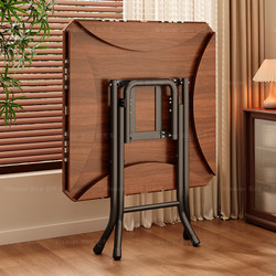 Folding Dining Table, Antique-Style Solid Wood Round Table, Suitable for Small Households, Dining Table for 10-12 People, Simple Square Table