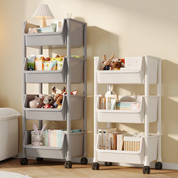Bookshelf Floor-Standing Storage Rack Multi-Layer Storage Bookcase Storage Cabinet Integrated Book Desktop Movable Living Room Trolley