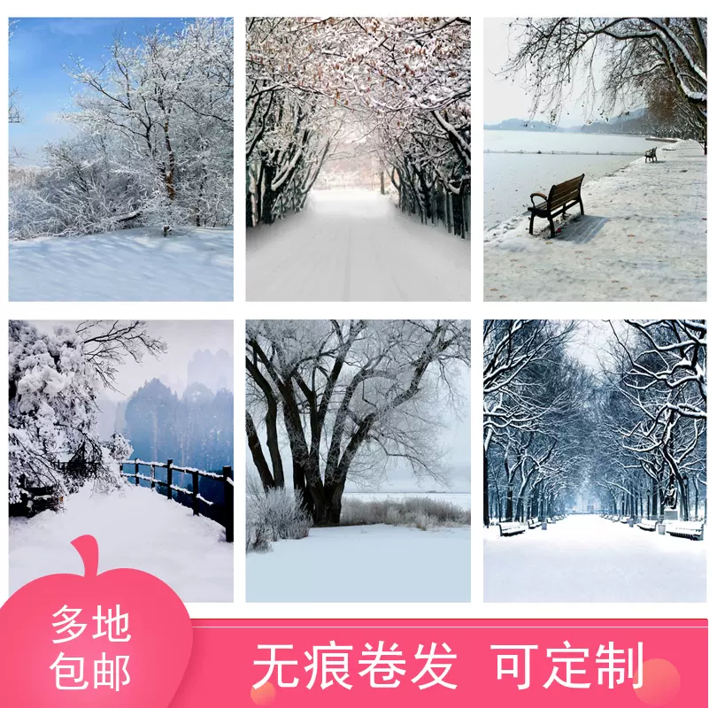 新款冬天雪山雪原雪景风景拍照背景布雪地婚纱摄影影楼背景纸