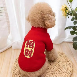 Pet Clothes for Cats and Dogs, New Year's Fortune-Attracting Autumn and Winter Pullover Clothes for Pomeranians, Teddy Dogs, Corgis, and Bichons