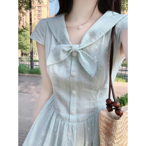 
Small fresh navy collar short-sleeved dress for women 2026 new summer, very beautiful, unique and beautiful skirt